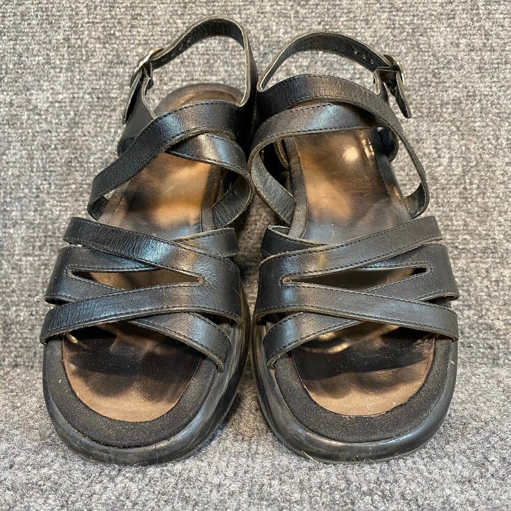 Dansko Lolita Y2K Chunky Black Leather Strappy Comfort Walking Sandals Womens 9